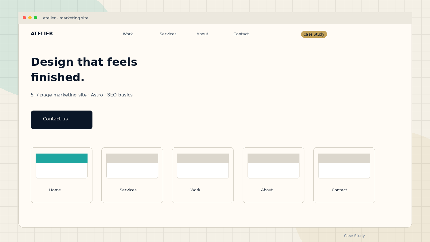 Sample interface for Atelier Marketing Site